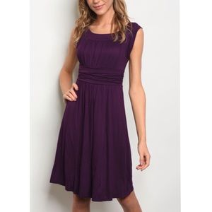Plum jersey knit party dress